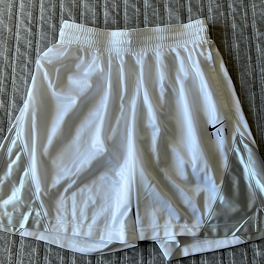 Nike Women’s White and Silver Athletic Shorts